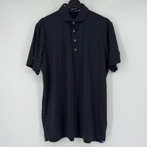 GREYSON Mens Golf Polo Shirt Large Black Button Up Performance Stretch